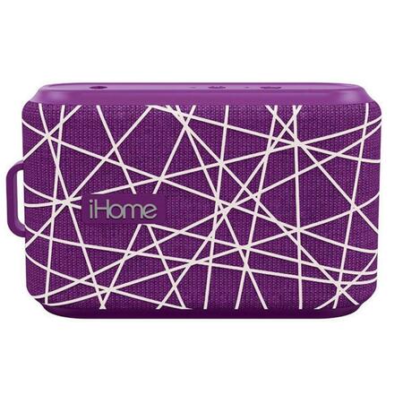 IHOME Water Resistant Rechargeable Bluetooth Speaker With Speakerphone, Purple IBT370UW